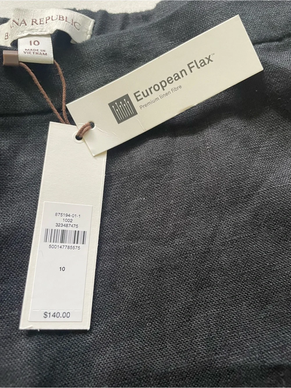 Banana Republic Wonen’s Black Solid Linen Flat Front Dress Pants